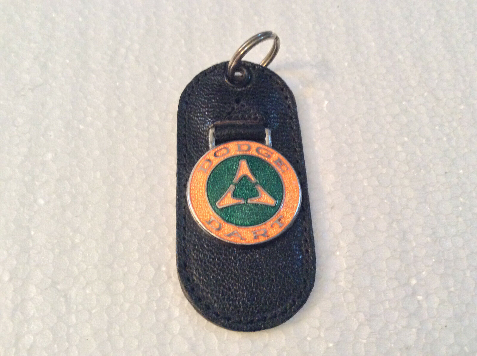 Vintage Leather Car Keychain Vintage Key Ring Key Fob Dodge Dart Gr/Orange NOS