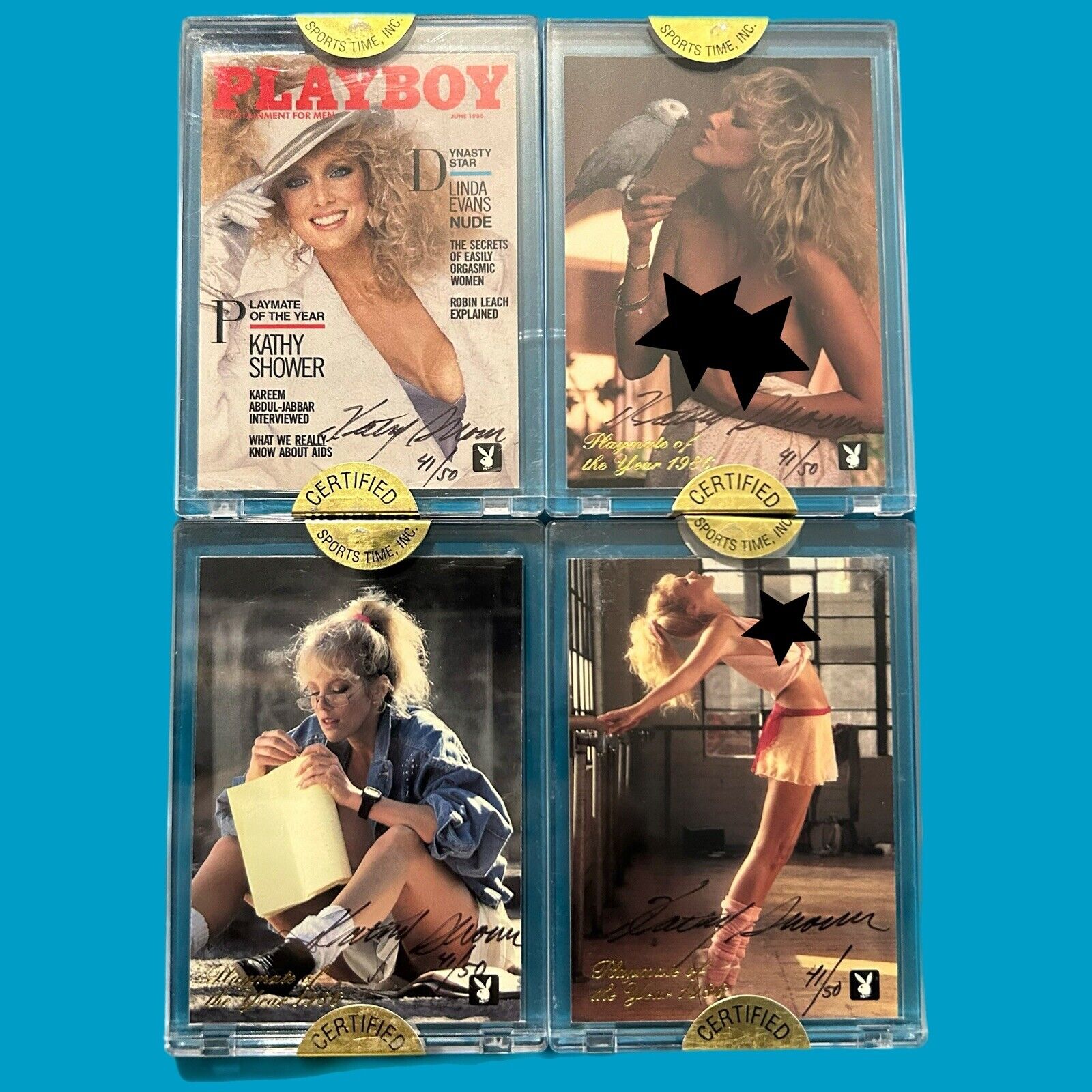 Playboy autographed Kathy Shower Set Of 4 card #1PY 2PY 5PY 6PY Signed #41/50