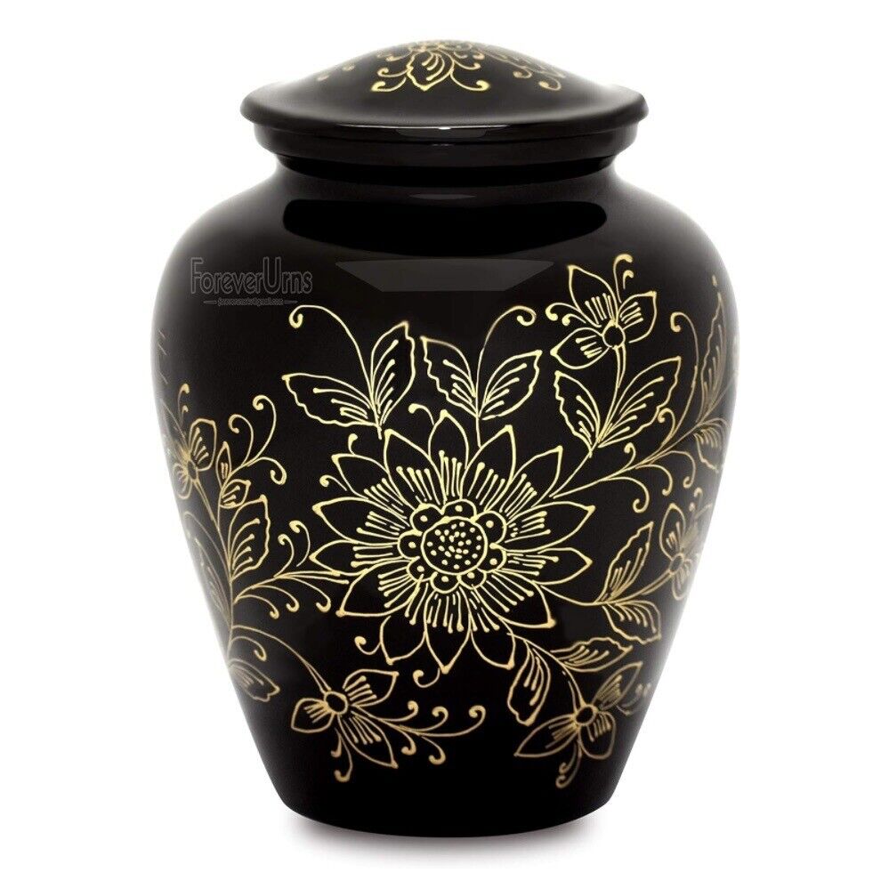 Cremation Urn for Adult Human Ashes Handcrafted Hand Painted Includes Velvet Bag
