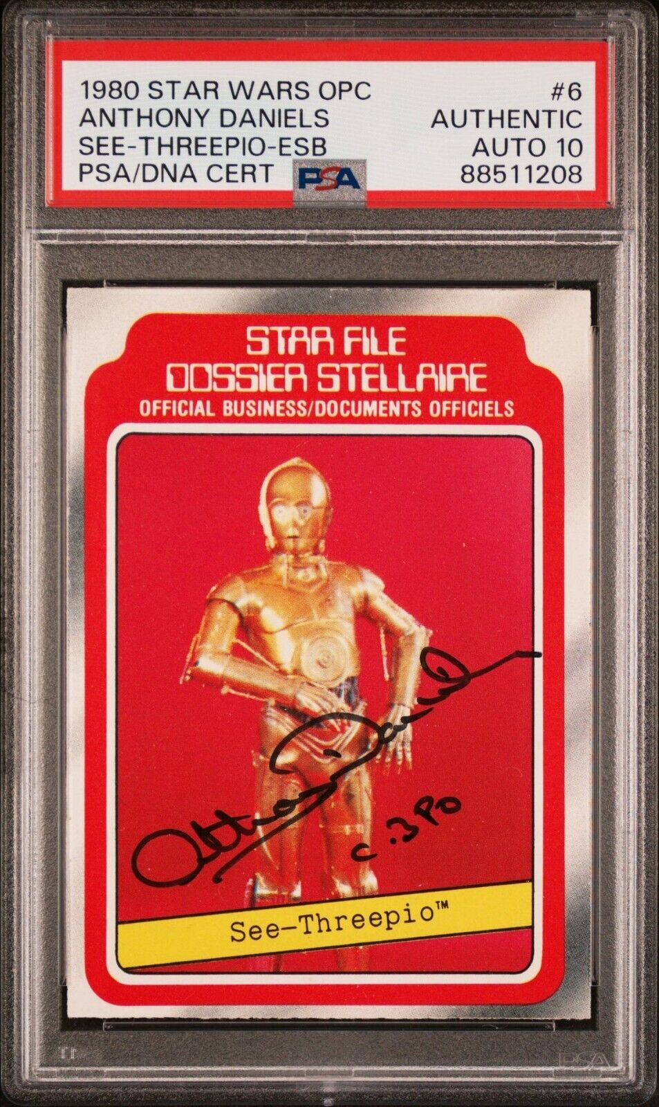 1980 Star Wars #6 Anthony Daniels pack fresh OPC  w/autograph PSA/DNA AUTO 10