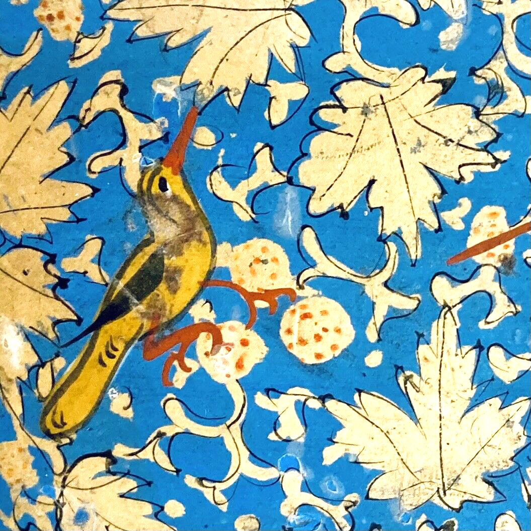 Antique Birds & Leaf Motif Lacquer Box Kashmir-Ukraine Nature Old World 4\