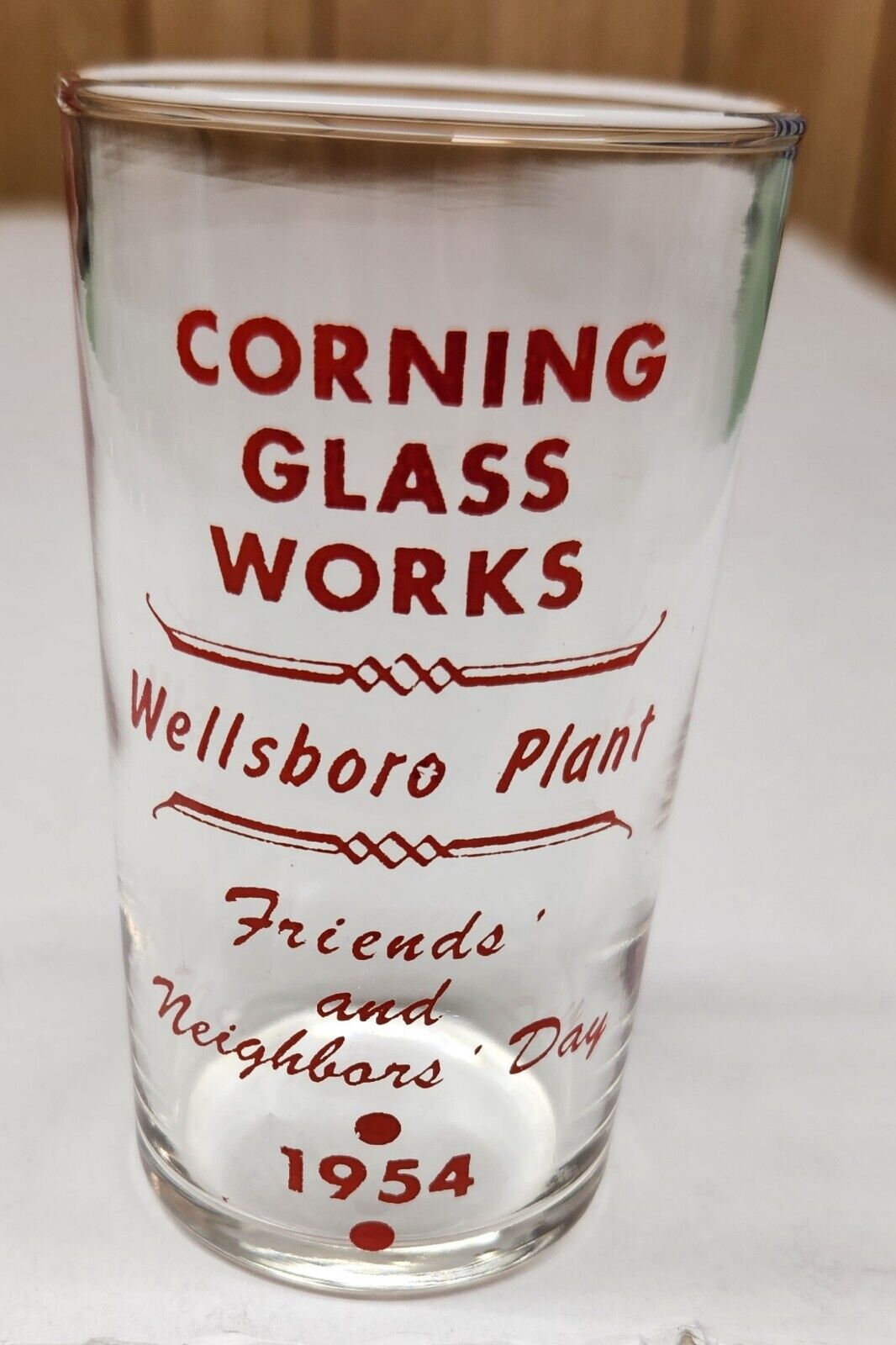 Corning Glass Works Wellsboro Plant Friends And Neighbors Day 1954 Glass Tumbler