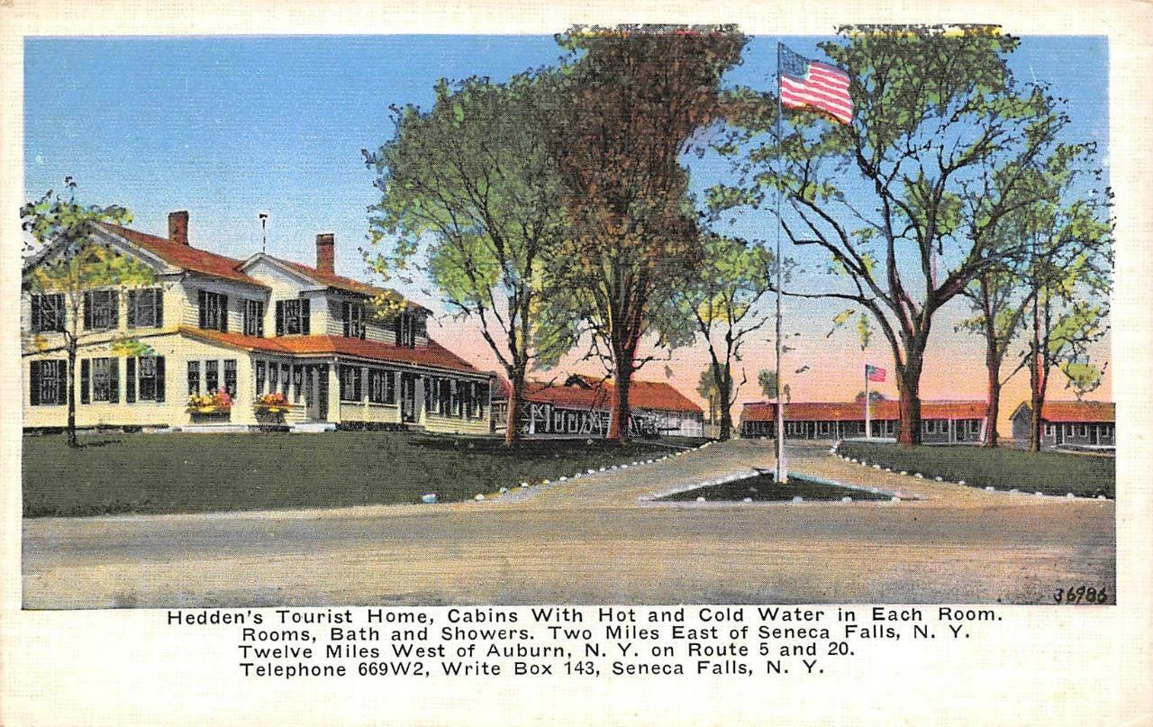 SENECA FALLS, NY New York  HEDDEN\'S TOURIST HOME Motel  ROADSIDE  1940 Postcard
