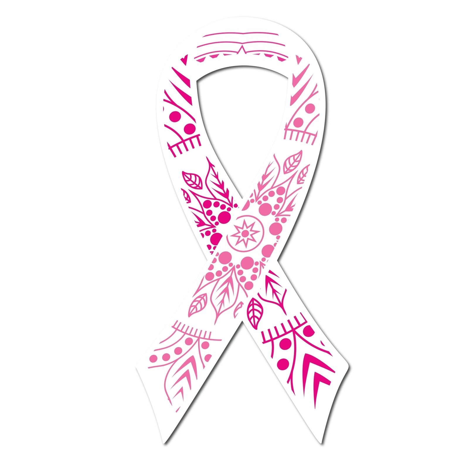 Magnet Me Up Breast Cancer Awareness Pink Mandala Ribbon Magnet Decal, 3.5x7 In