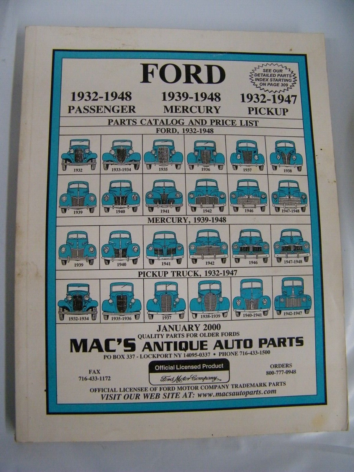 Vtg 2000 Mac\'s Antique Auto Parts 1932-1948 Early V8 Parts Catalog & Price List