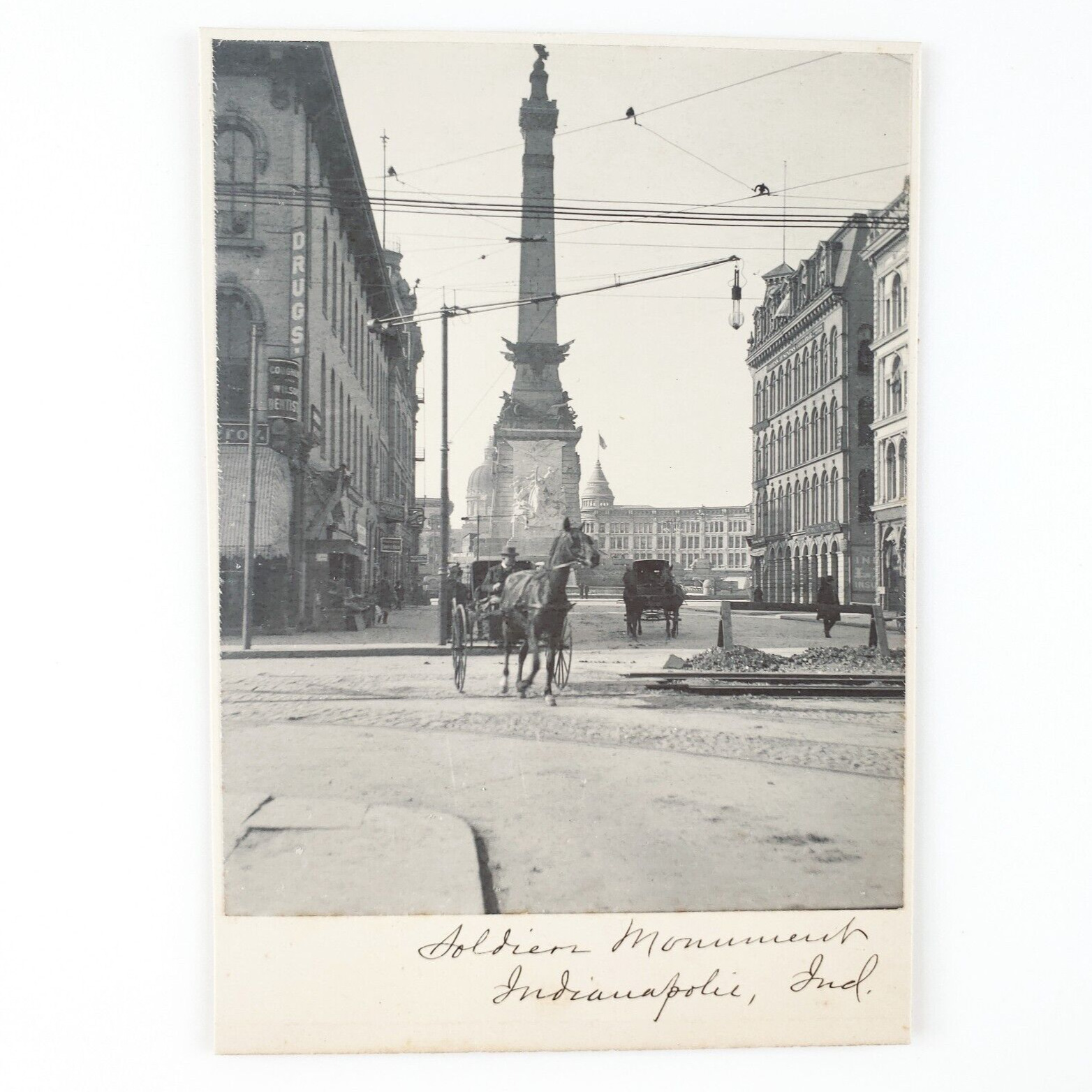 Indianapolis Soldiers Sailors Monument Photo c1898 Indiana Street Horse IN B1631