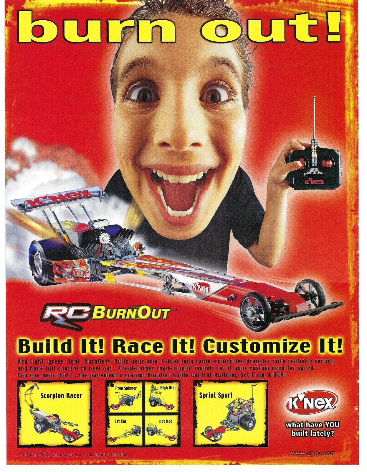 2003 K’Nex RC Car Burn Out Building Racing Toy Vintage Magazine Print Ad/Poster