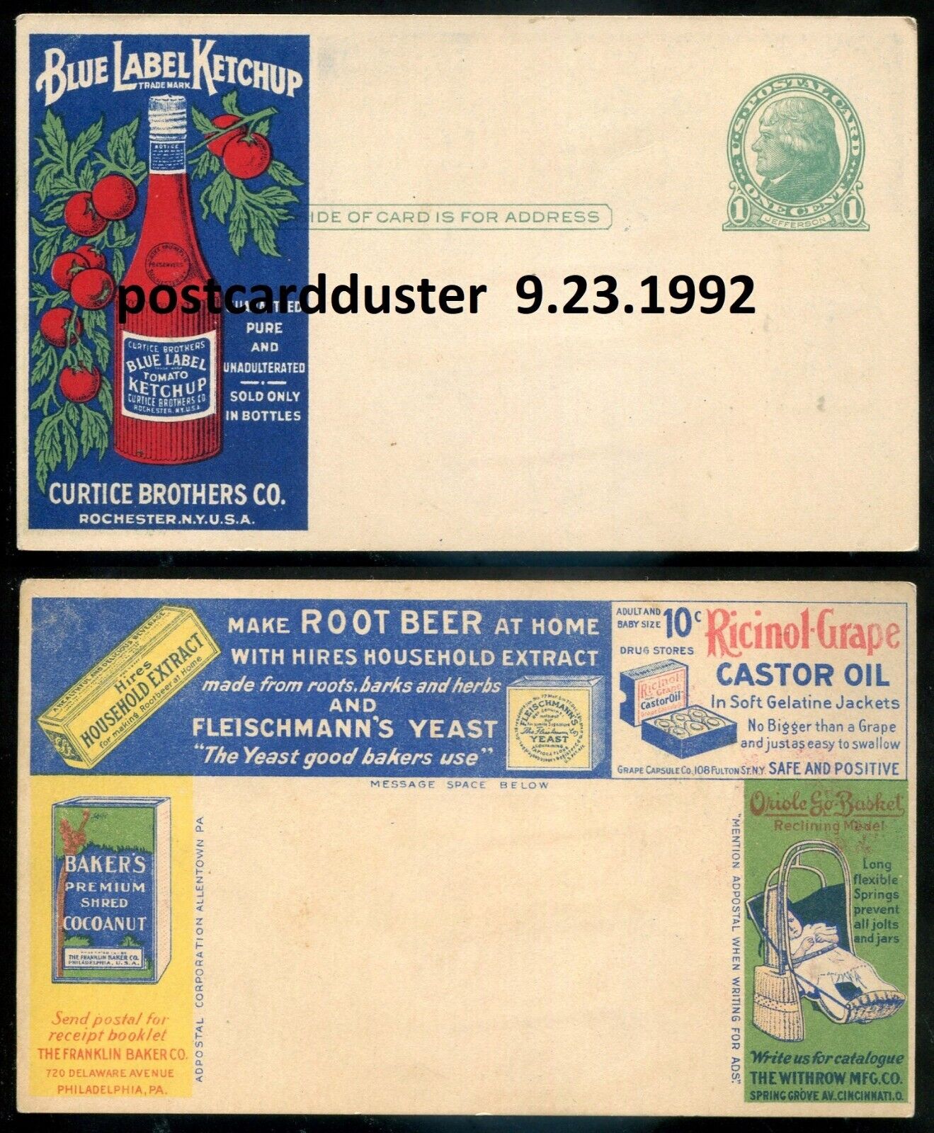 ROCHESTER New York Postcard 1900s Blue Label Ketchup Advertising