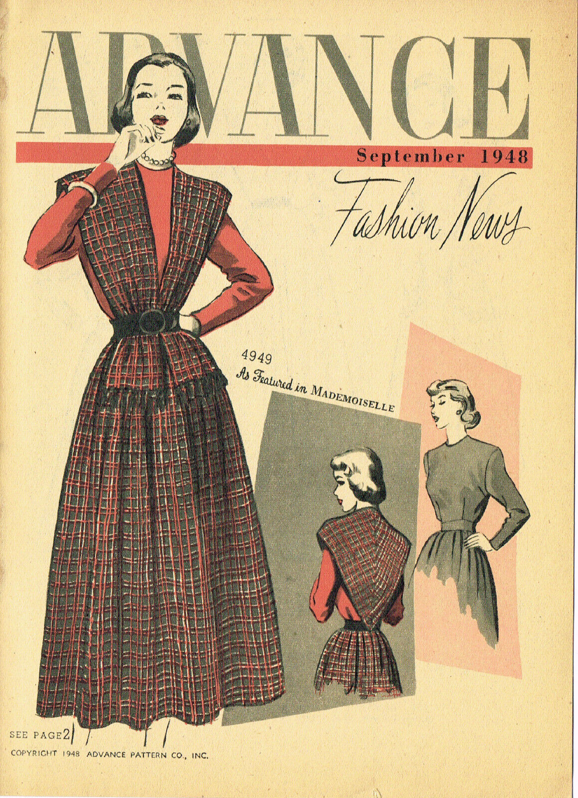 1940s Vintage Advance Fashion News Sewing Pattern Flyer 8 Pages Sep 1948 Orig