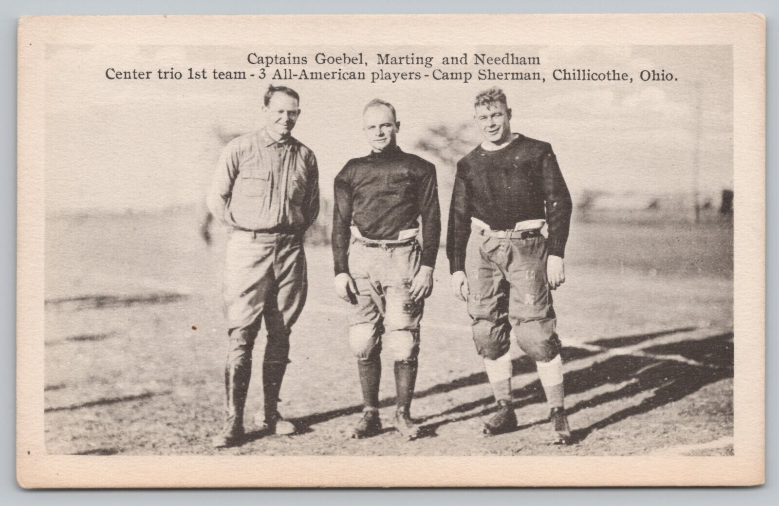Chillicothe OH Ohio - Camp Sherman 3 Football Captains - Postcard c1917