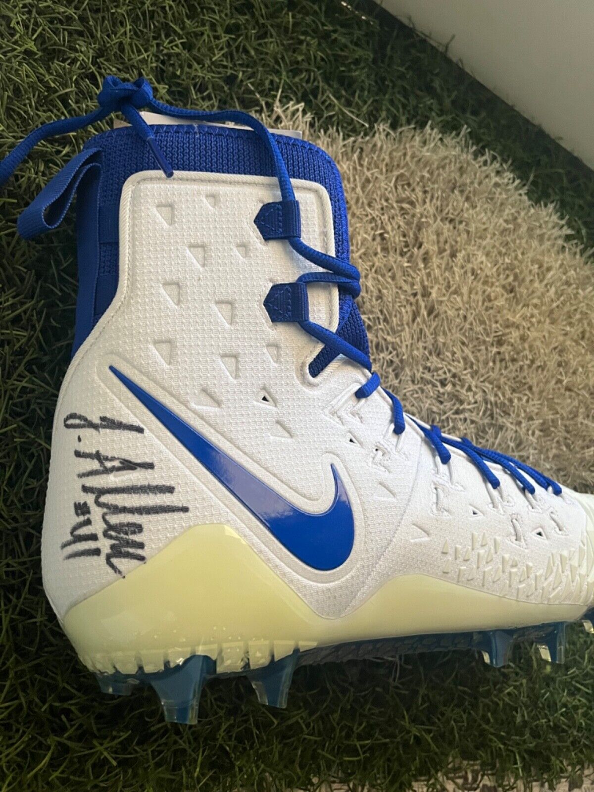 New- NFL Josh Allen autographed Authentic shoe white and blue Nike cleat