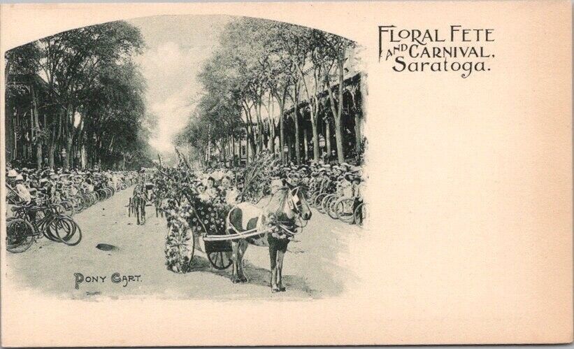 c1900s SARATOGA FLORAL FETE AND CARNIVAL New York Postcard Parade / Street Scene
