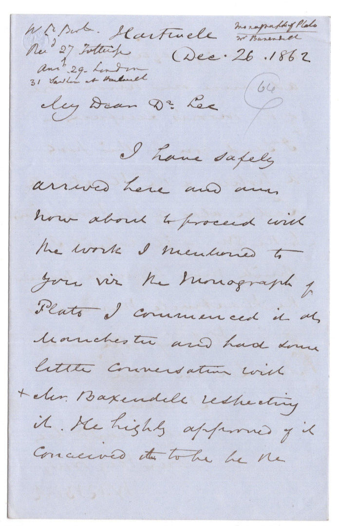 William Radcliffe Birt Signed Letter 1862 / Autographed Astronomer John Herschel