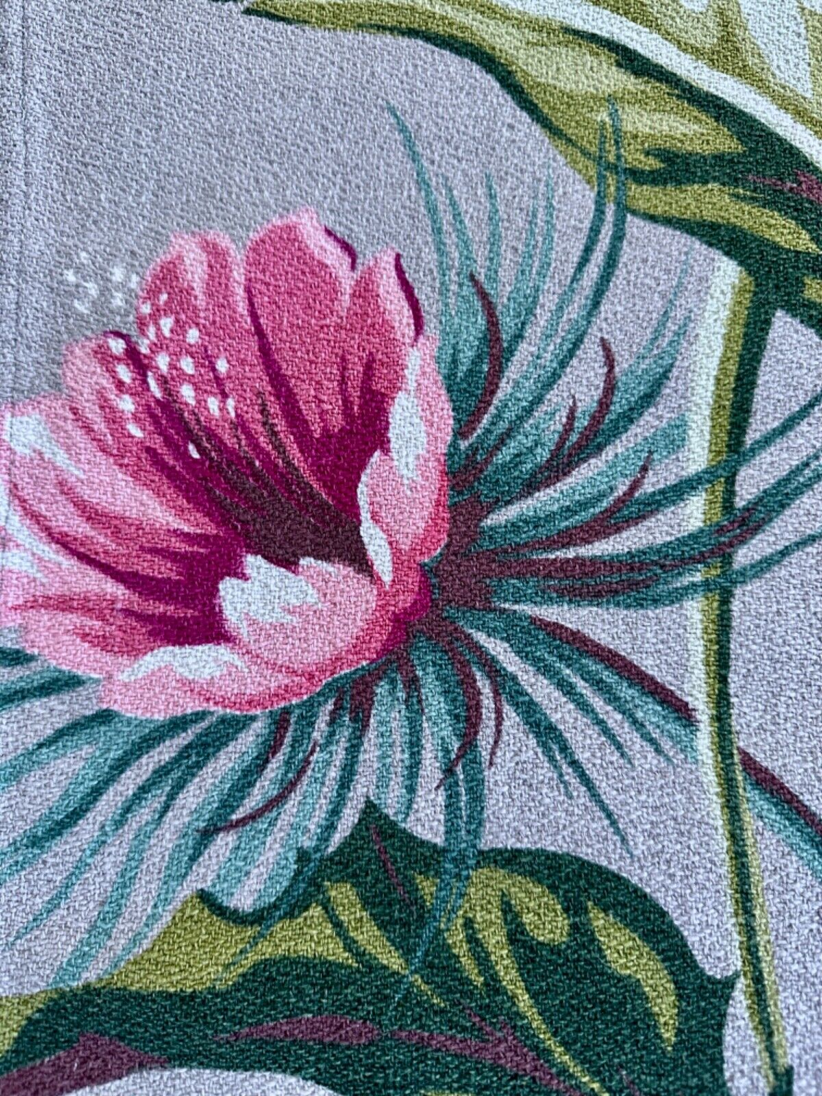 30\'s Intoxicating Desert CACTUS Flower on Gray Barkcloth Vintage Fabric PILLOWS