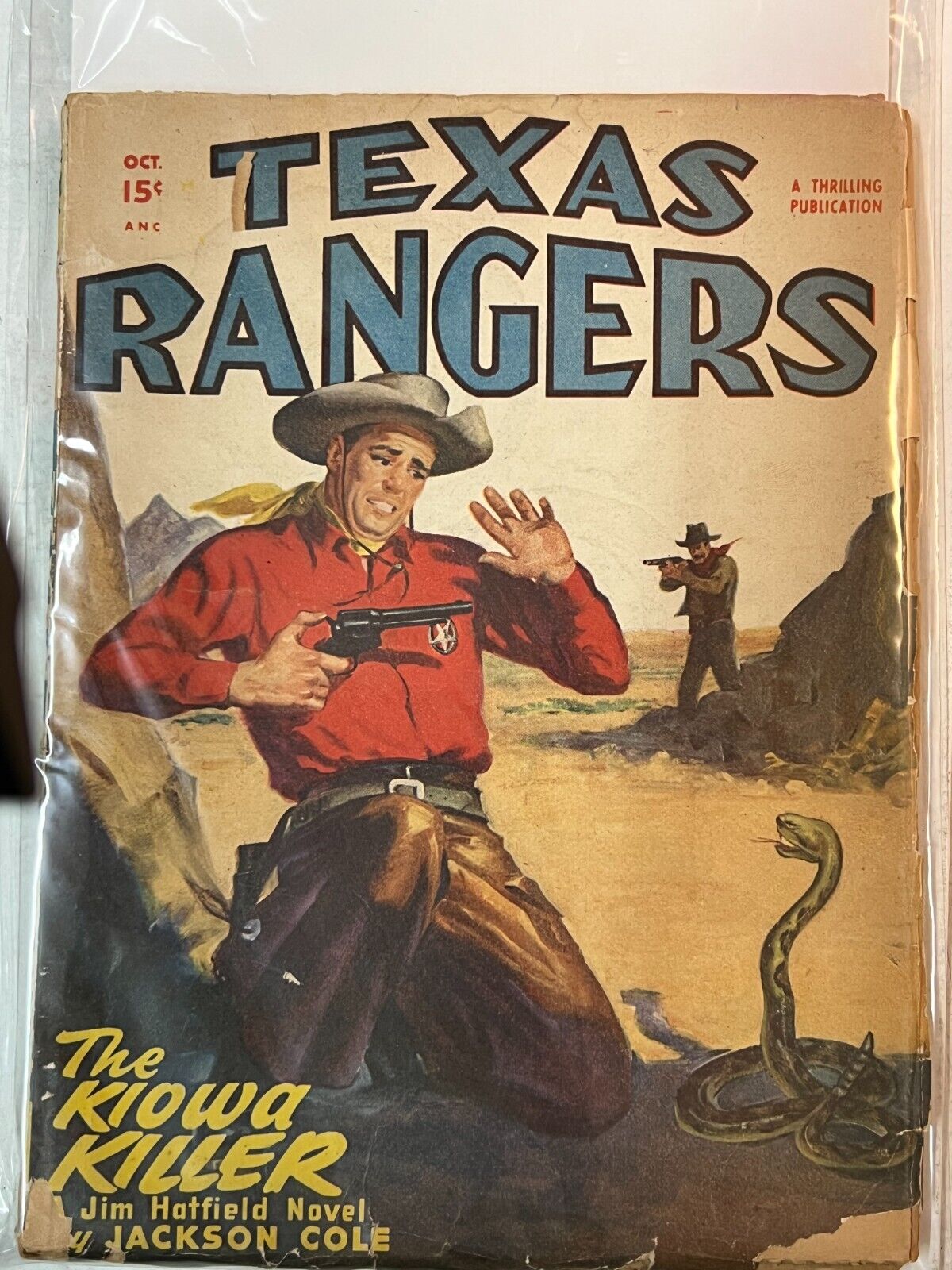 TEXAS RANGERS 1947 October WESTERN pulp magazine The Kiowa Killer
