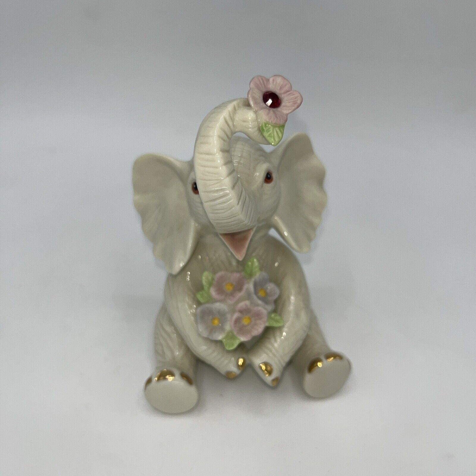 Lenox Jewel Collection Sitting Elephant With Flower Bouquet 