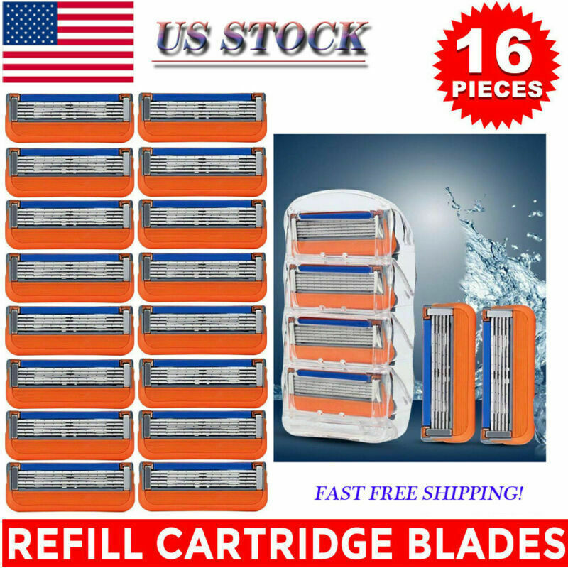16PCS for Gillette Fusion 5-Layer Men\'s Razor Blade Refills Orange in stock US