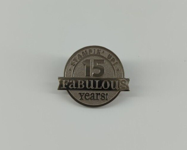 Stampin\' Up 15 Fabulous Years LAPEL PIN Silver Tone Collectible Rubber Stamping