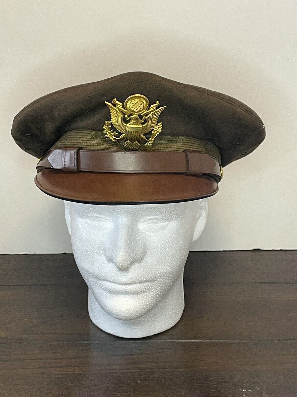 WW2 US Army Military Uniform Dress Visor Cap Officer Hat Veteran Estate