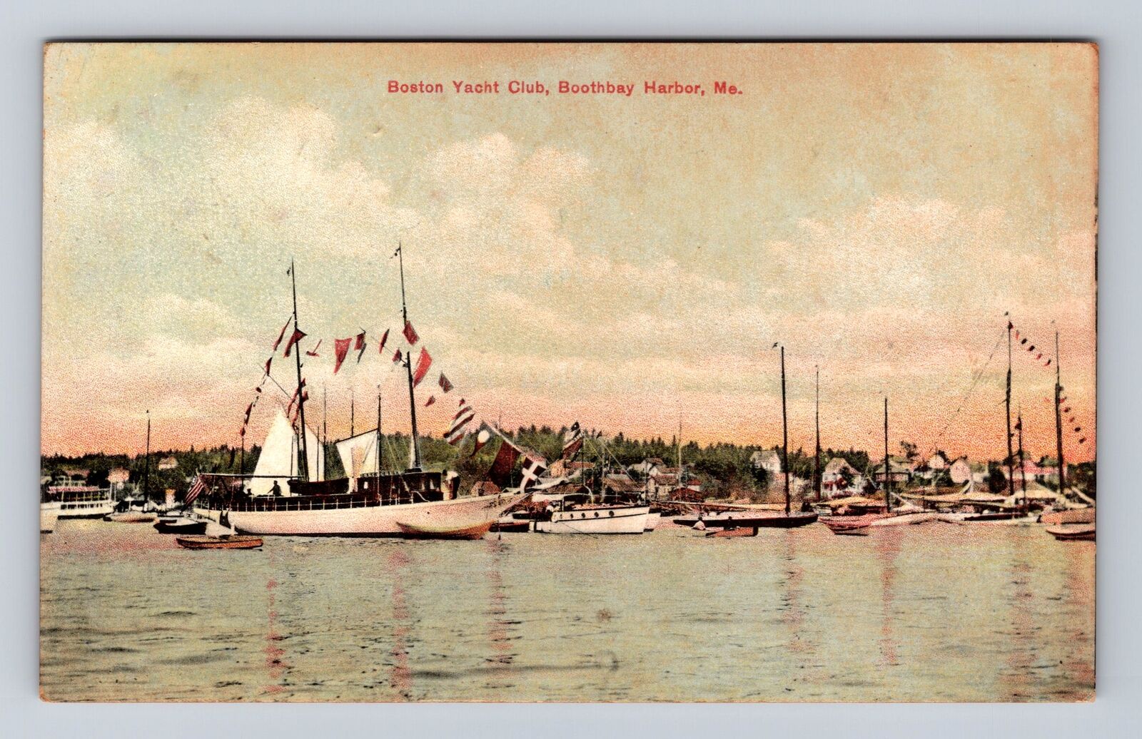 Boothbay Harbor ME-Maine, Boston Yacht Club, Antique Vintage c1911 Postcard
