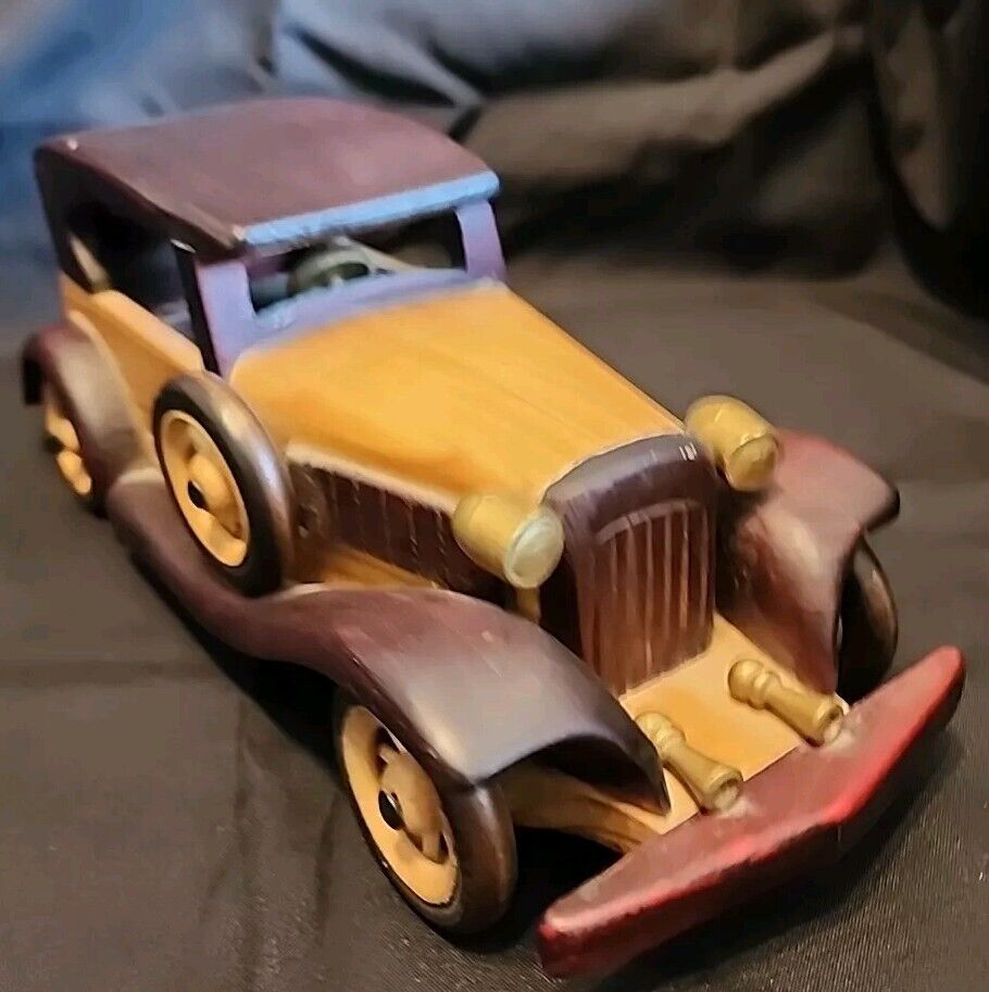Wooden Classic Car Model Handmade High-Quality Wooden Car  Table Decor 12 Inch