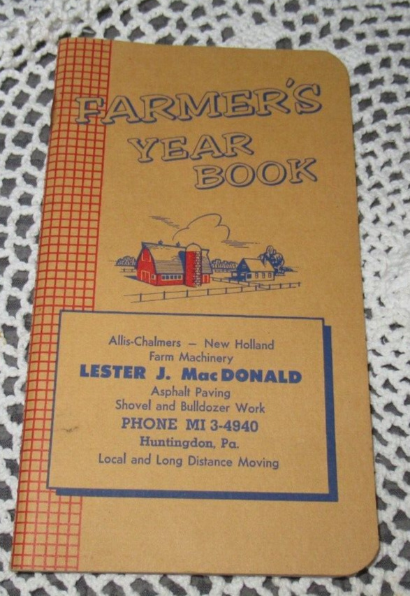 Vintage FARMER\'S YEAR BOOK - 1966/67 - HUNTINGDON PA - Farm Machinery/Paving