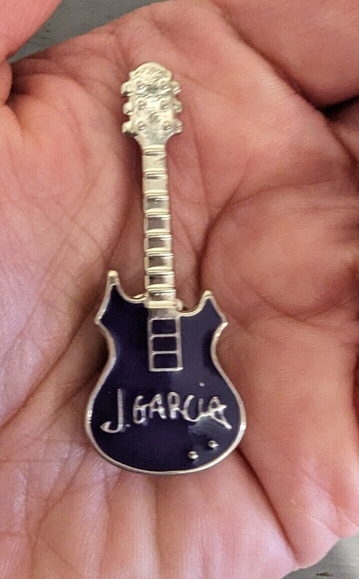 J Jerry Garcia Collector\'s Pin Purple Enamel Guitar Neck Tie Tack Pin