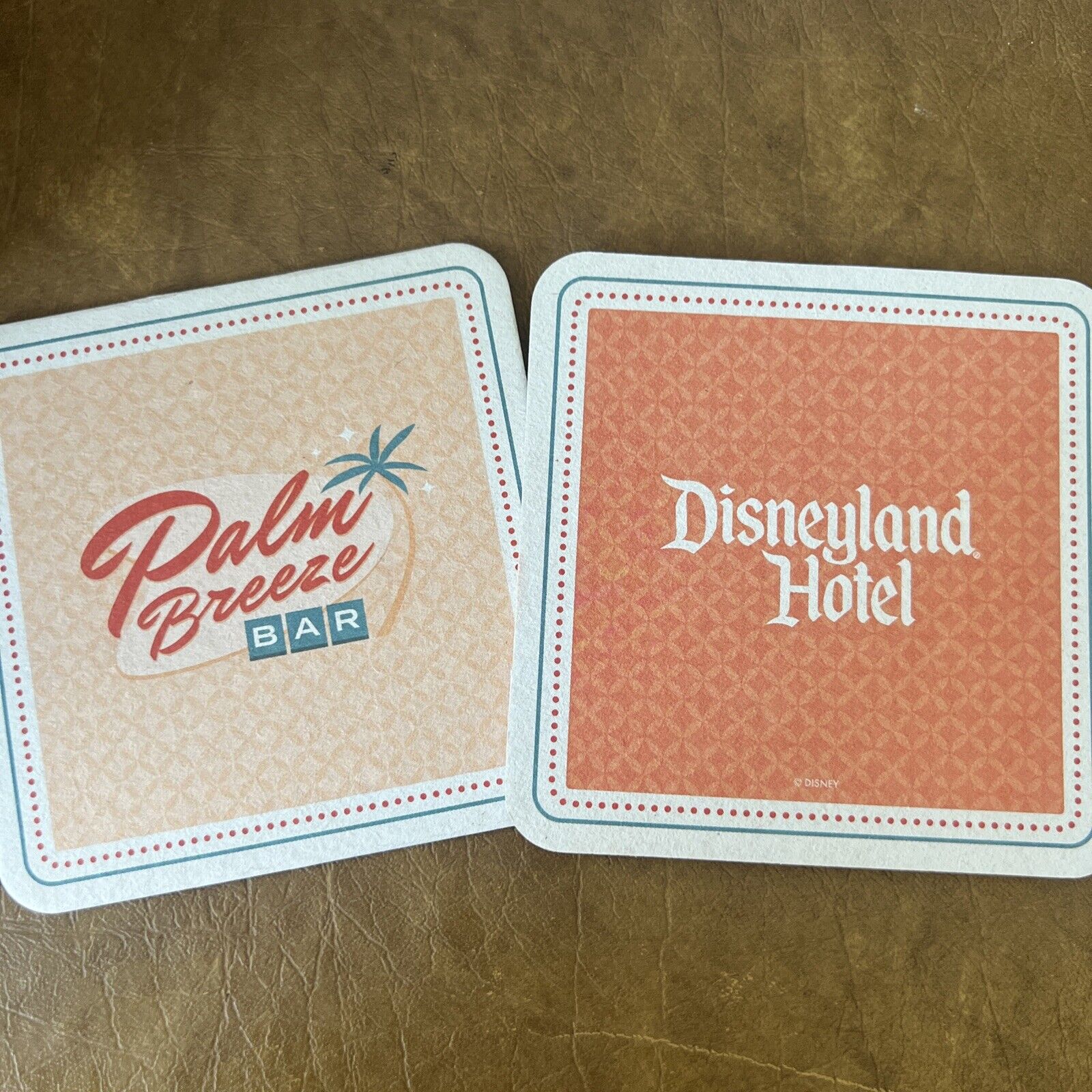 Disneyland Hotel - Discovery Tower DVC - Palm Breeze Bar 2 Cardboard Coasters