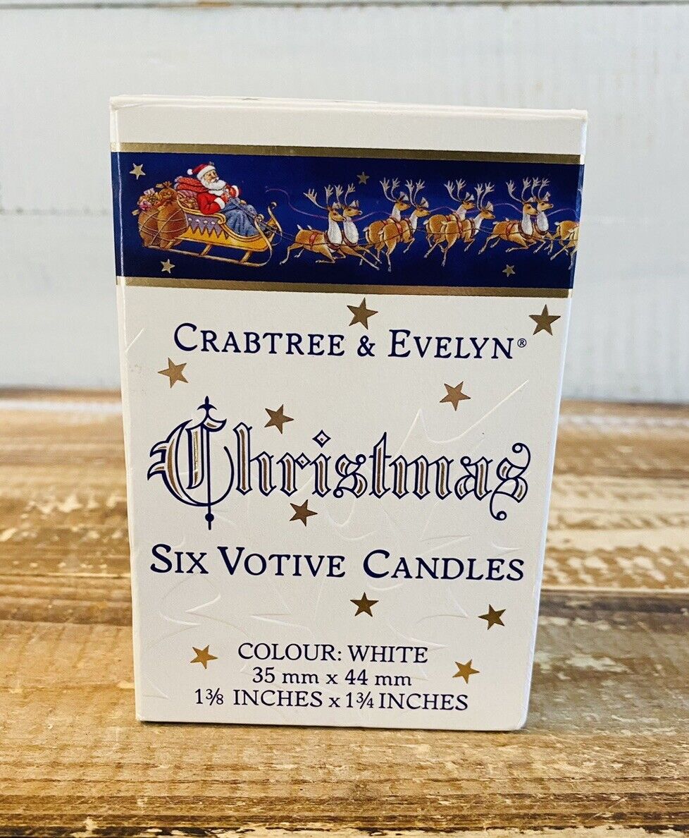 Vintage Crabtree & Evelyn Christmas Scented Six Votive Candles White New In Box