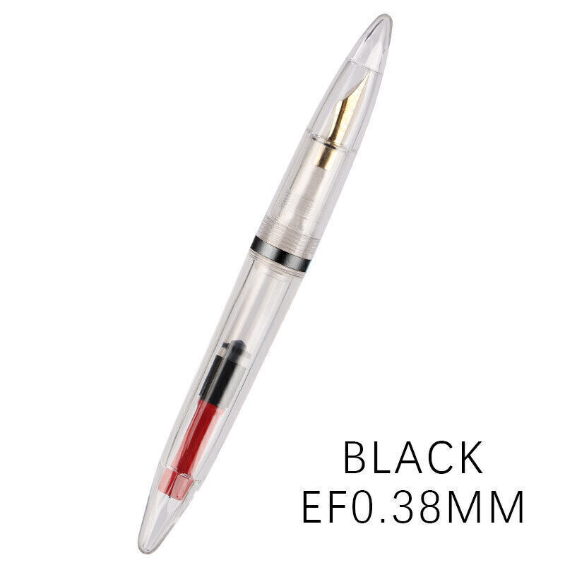 M2 Transparent Clear Vaccum Fountain Pen Resin EF/F 0.38/0.5mm Nib Ink Pen pkk5W