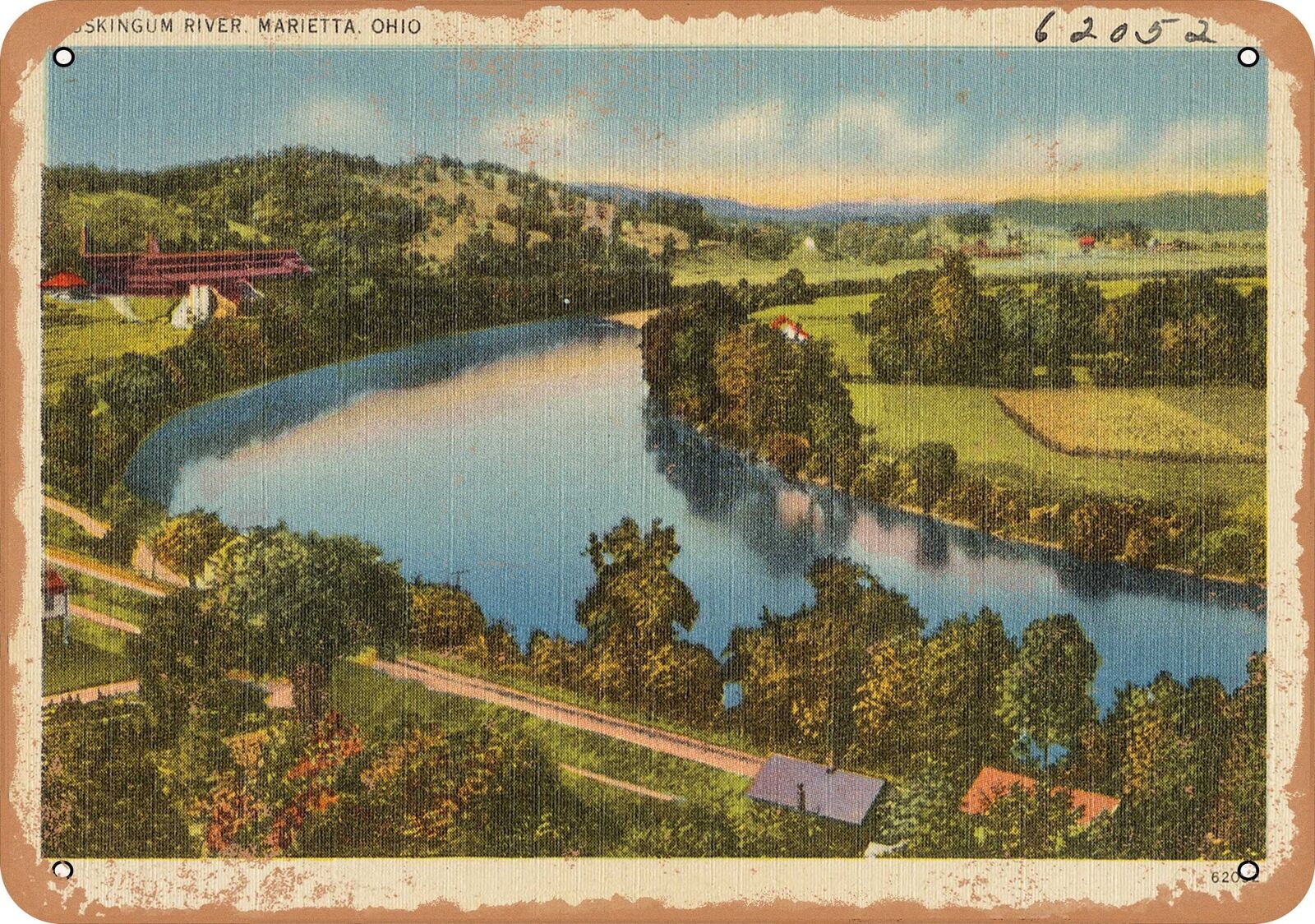 Metal Sign - Ohio Postcard - Muskingum River, Marietta, Ohio