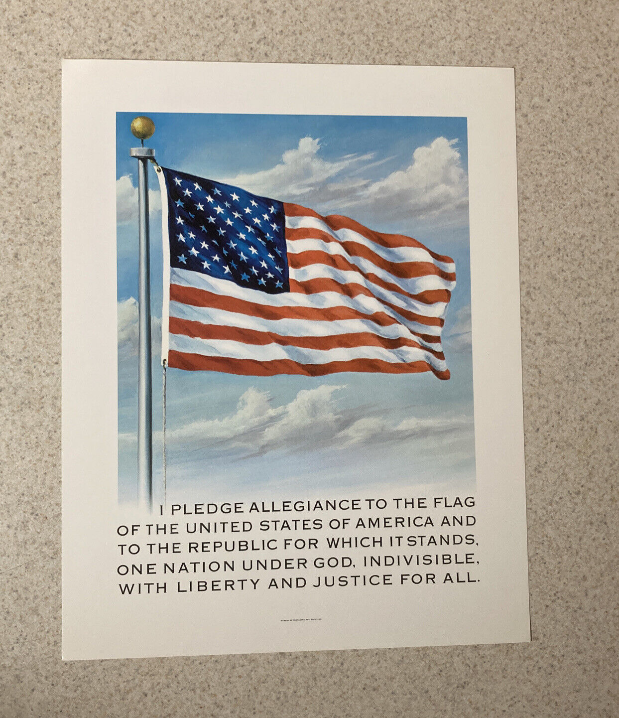 Vintage 1960s Lot of (10) AMERICAN FLAG Print Poster PLEDGE OF ALLEGIANCE USA