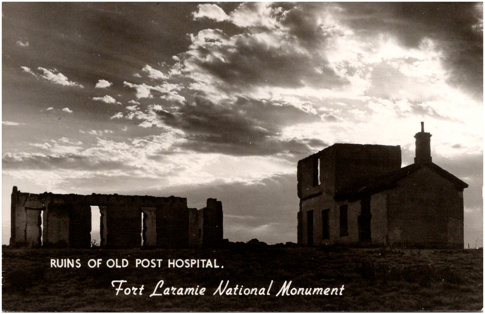 Old Post Hospital Ruins Fort Laramie National Monument Wyoming RPPC Postcard