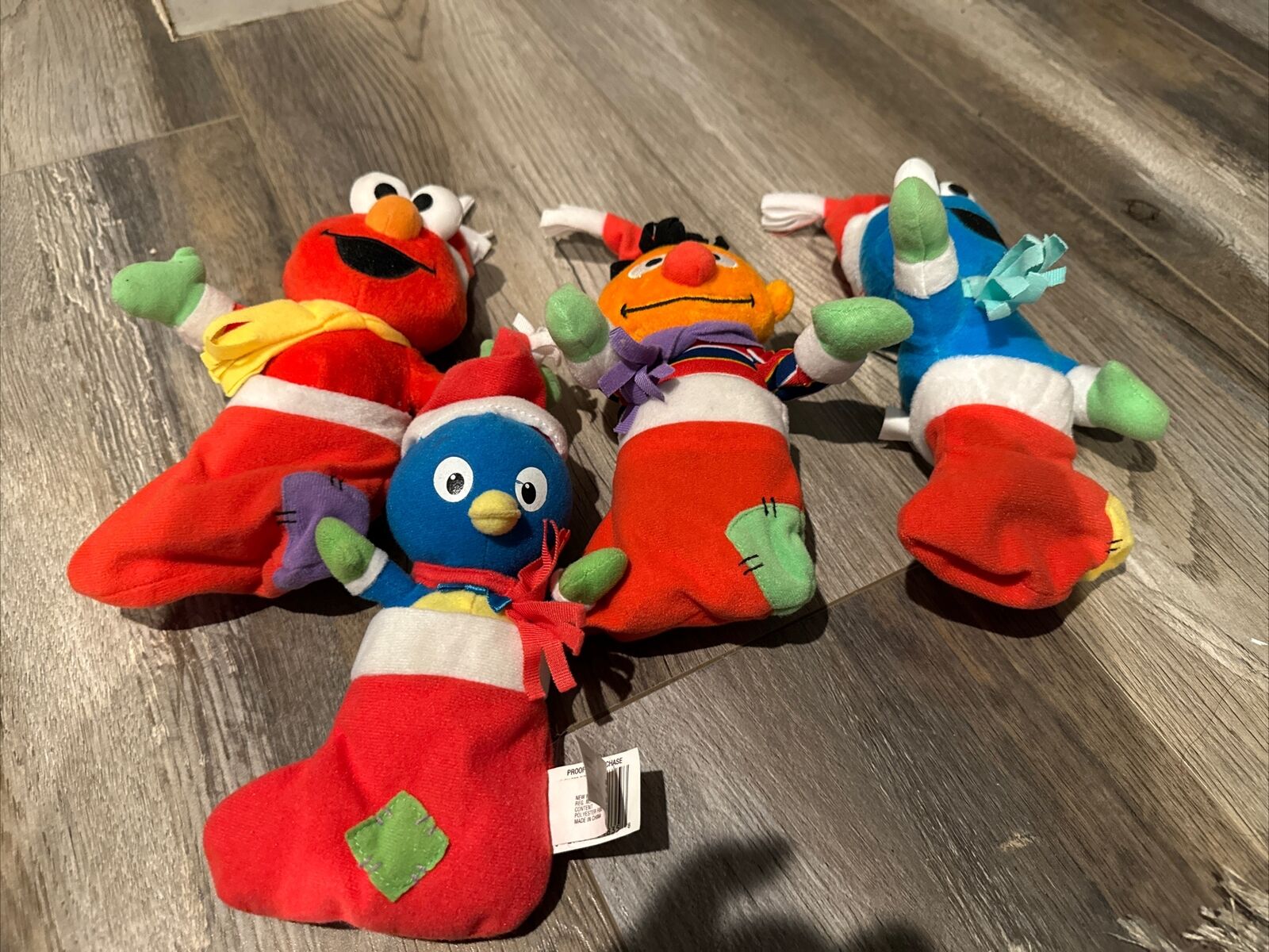 2007 Fisher  Price Cookie Monster , Ernie, Elmo Christmas stocking / Ornaments