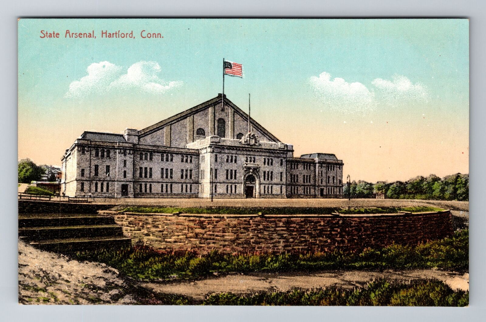 Hartford CT-Connecticut, State Arsenal, Antique, Vintage Souvenir Postcard