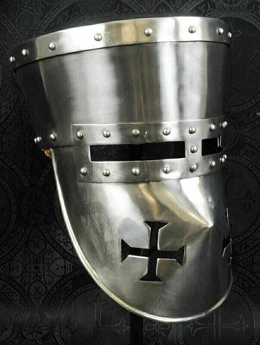 Helmet Medieval Templar Crusader Knight Larp Armor Great Barbuta Armour Gift