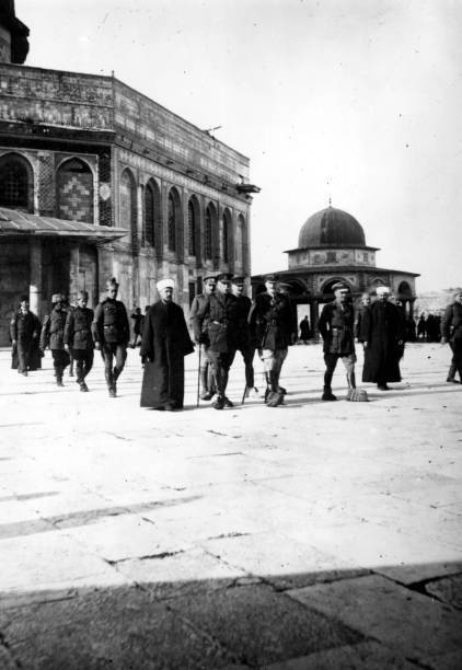 General Allenby and officers leaving the Mosque of Omar in Jerusal- Old Photo