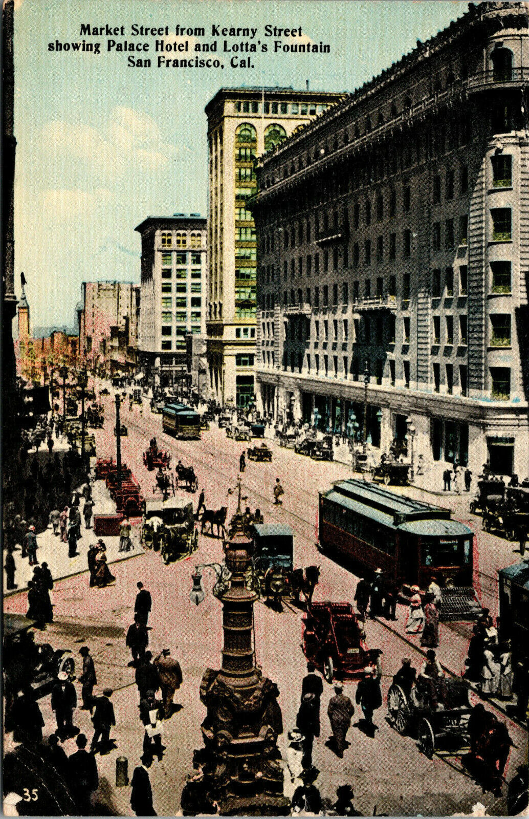 Vtg Market Street Palace Hotel San Francisco CA w/1915 Expo Cancel Postcard
