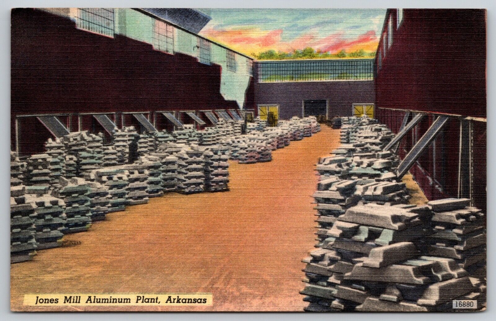 Jones Mill Aluminum Plant - Stacks of Ingots Jones Mill Arkansas - Postcard