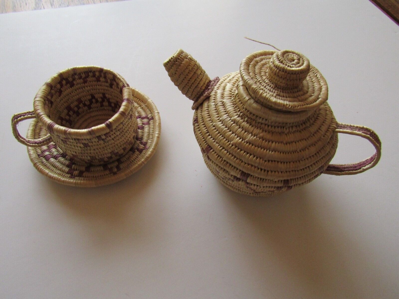 Delightful Papago / Tohono O\'odham Basketry Tea Set (4 Pieces)