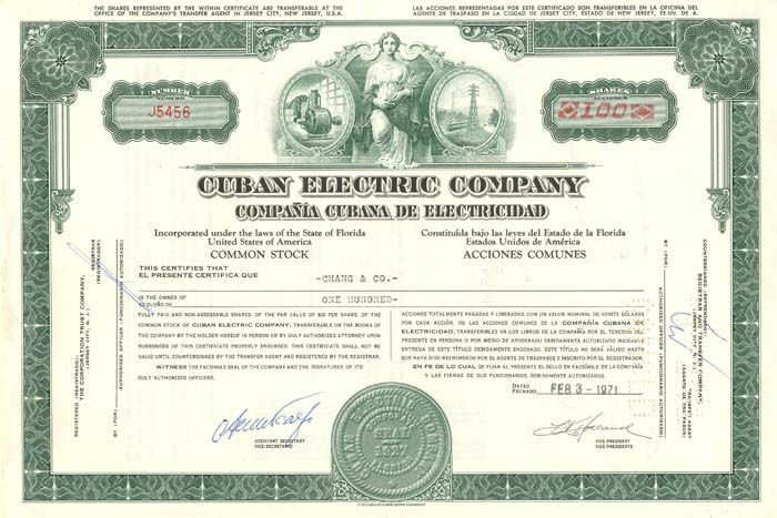 Electric Company - Stock Certificate
