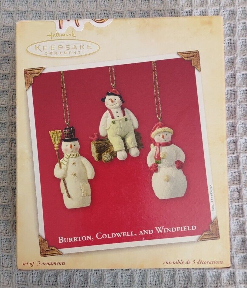Vintage 2003 Hallmark Set Of 3 Ornaments: Burton, Coldwell And Winfield. Holiday