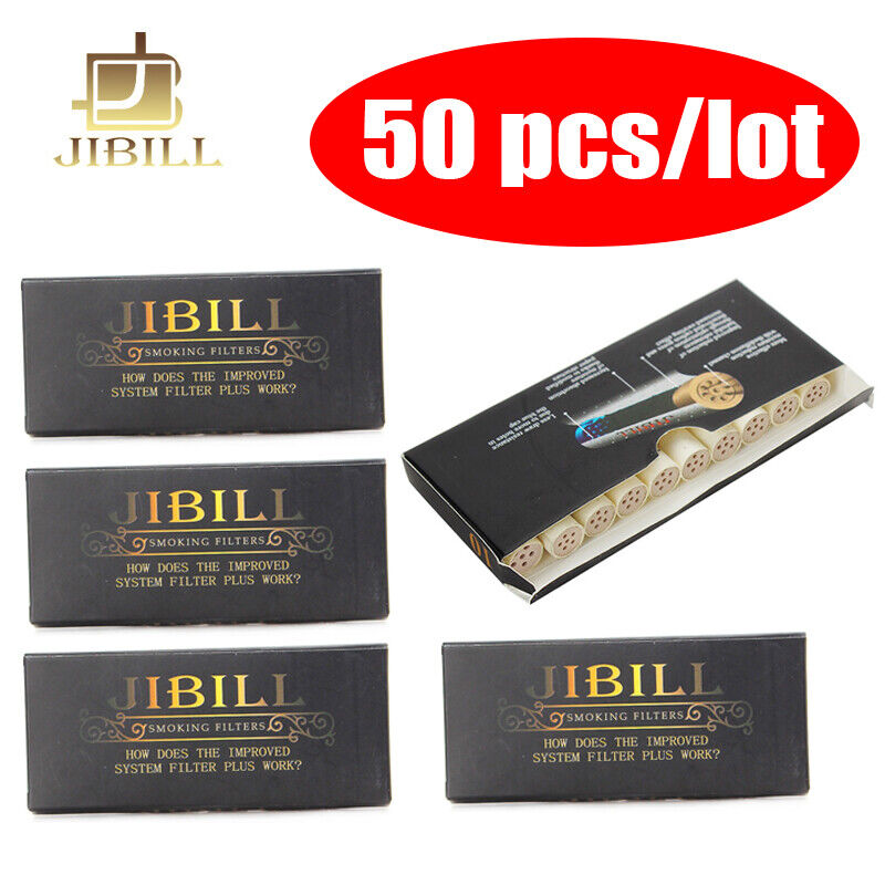 JIBILL 9mm Filters Total 50pcs Activated Carbon Filters For Smoking Tobacco Pipe