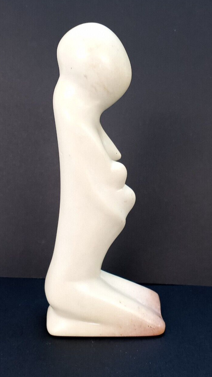 Soapstone Carving Abstract Contemporary Sculpture Statue Mother Holding Child