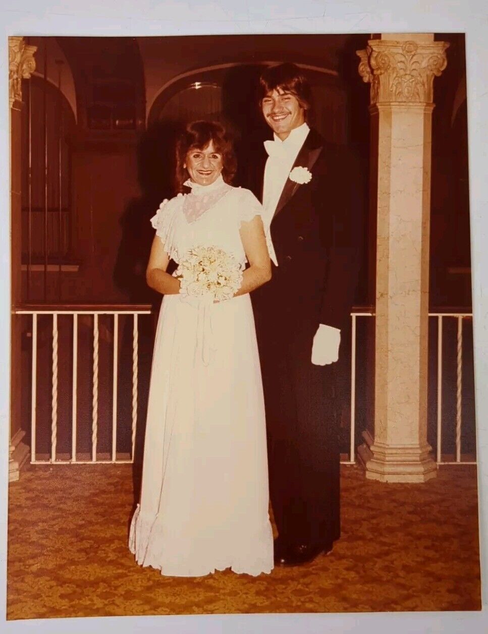 Vintage 1970s Found Photograph Original Photo Wedding Smiling Bride Groom
