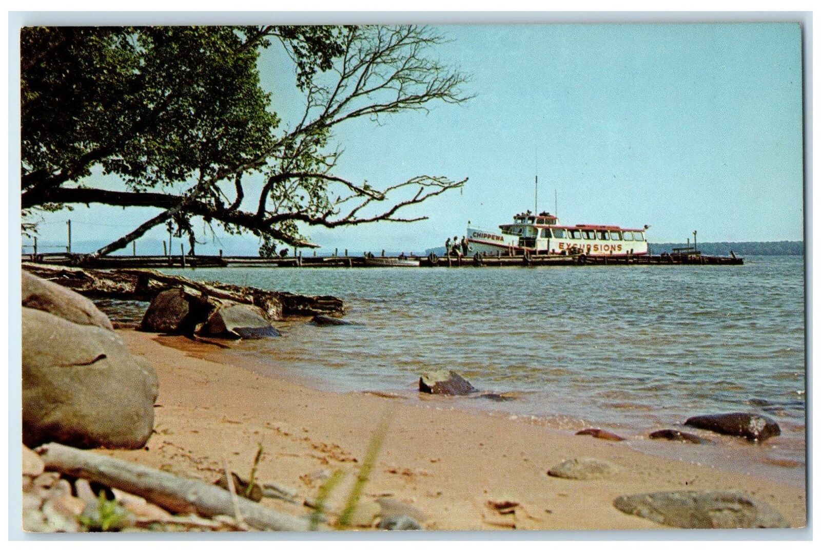 c1960's Excursion Boat Chippewa At Rocky Bayfield Wisconsin WI Unposted Postcard