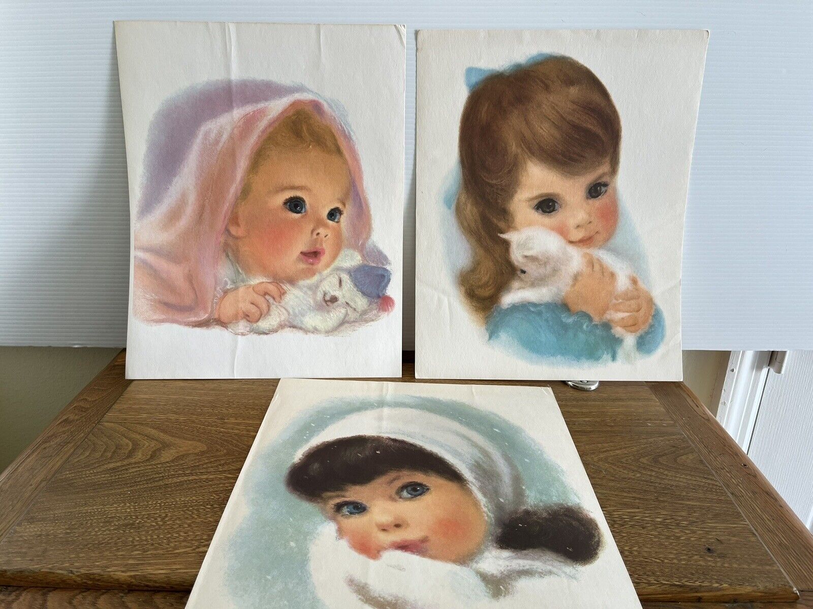 3 Vintage Francis Hook Northern Paper Mills Tissue Girls Prints 1960s