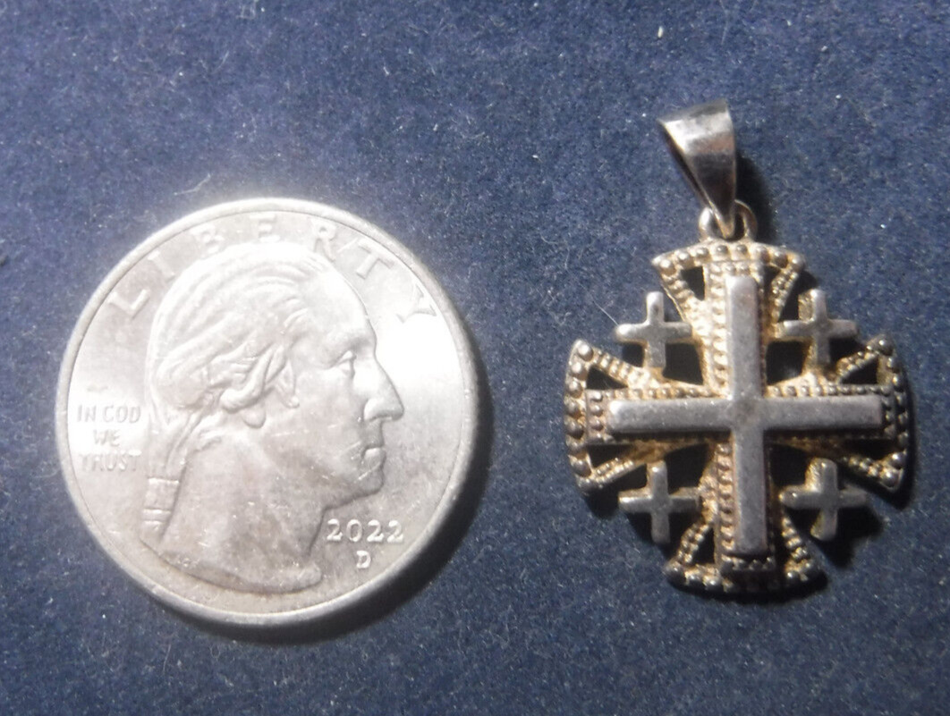 Jerusalem Souvenir Medal Jerusalem Cross Sterling Silver