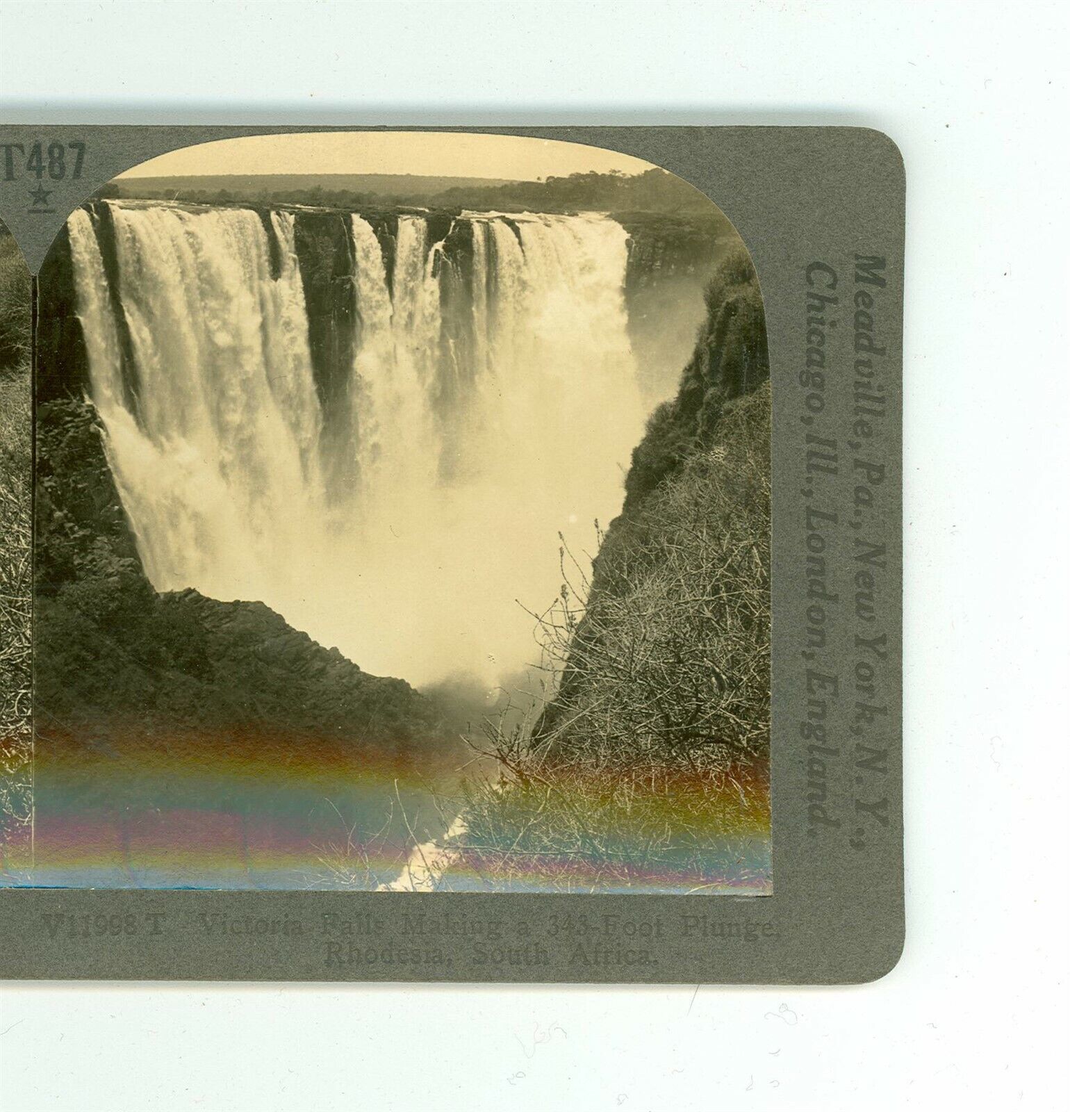 B7557 Victoria Falls Making A 343 Foot Plunge, Rhodesia, South Africa D