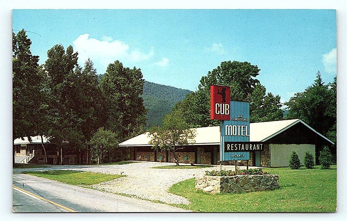 COSBY, TN Tennessee ~ c1950s CUB MOTEL & RESTAURANT Cocke County Postcard